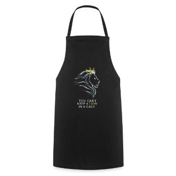 You cant keep a lion in a cage - Cooking Apron - black - Front - AI Model Male 185 dark (185cm)