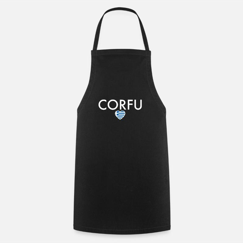 Corfou Grèce Drapeau grec Grec - Tablier de cuisine - noir