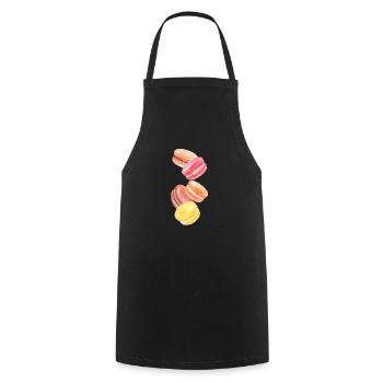Bunte Macarons Aquarellmalerei Colorful Macarons - Kochschürze - Schwarz - Vorne - AI Model Male 185 dark (185cm)