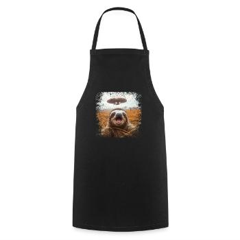 Drôle paresseux Selfie OVNI Meme cadeau - Tablier de cuisine - noir - Devant - AI Model Male 185 dark (185cm)