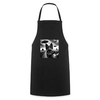 German Shepherd Funny GSP Selfie with UFOs Weird A - Cooking Apron - black - Front - AI Model Male 185 dark (185cm)