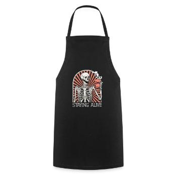 Skelett Männer Kaffee Staying Alive - Kochschürze - Schwarz - Vorne - AI Model Male 185 dark (185cm)
