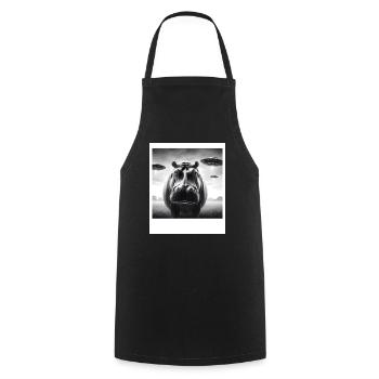 Hippo Sci-fi Funny Graphic Selfie with UFOs Weird - Cooking Apron - black - Front - AI Model Male 185 dark (185cm)