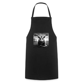 Opossum Funny Graphic Selfie avec des OVNI Étrange Alien - Tablier de cuisine - noir - Devant - AI Model Male 185 dark (185cm)