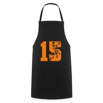 NUMMER 15 BASKETBALL 15. GEBURTSTAG - Kochschürze - Schwarz - Vorne - AI Model Male 185 dark (185cm)