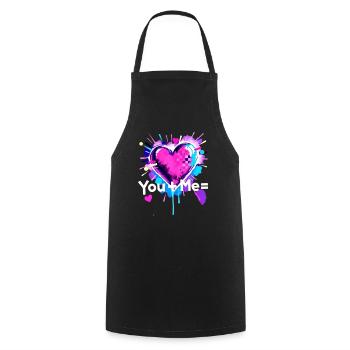 Toi + Moi = cœur Tu Plus Moi égale Amour - Tablier de cuisine - noir - Devant - AI Model Male 185 dark (185cm)