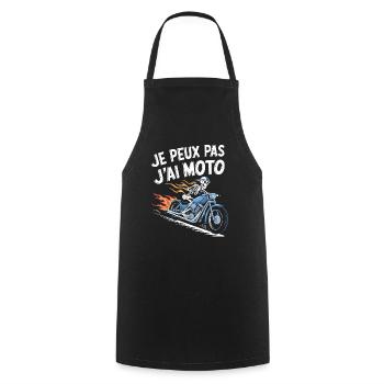 J'peux pas j'ai moto - Tablier de cuisine - noir - Devant - AI Model Male 185 dark (185cm)