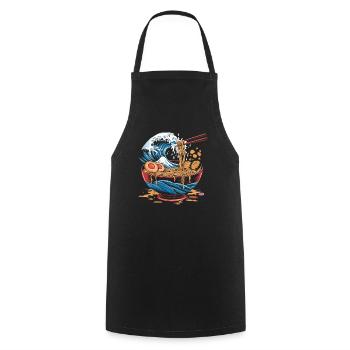 Ramen Wave – Japanese Fusion - Cooking Apron - black - Front - AI Model Male 185 dark (185cm)