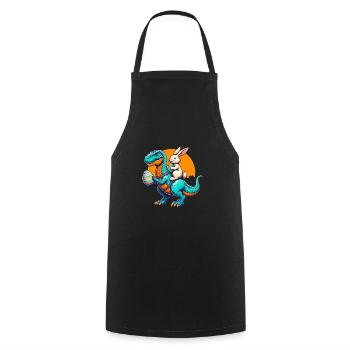 Easter Bunny Riding Dinosaur with Easter Egg - Cooking Apron - black - Front - AI Model Male 185 dark (185cm)