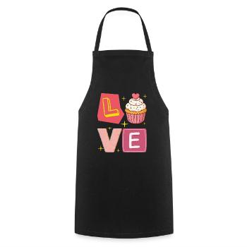 Cupcake Love – L’amour Version Sucrée Mignon - Tablier de cuisine - noir - Devant - AI Model Male 185 dark (185cm)