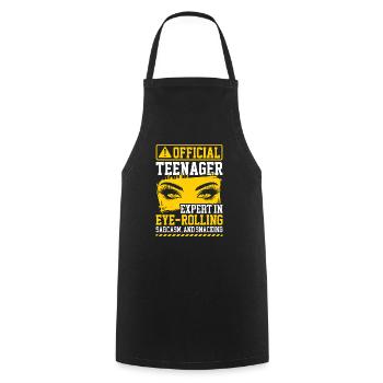 Funny Teenage Eye Roll Design - Cooking Apron - black - Front - AI Model Male 185 dark (185cm)