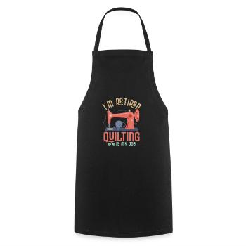 Je suis à la retraite La courtepointe est mon métier de quilteuse Couture - Tablier de cuisine - noir - Devant - AI Model Male 185 dark (185cm)