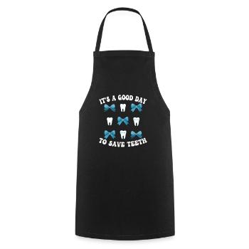 Good day to save teeth - Cooking Apron - black - Front - AI Model Male 185 dark (185cm)