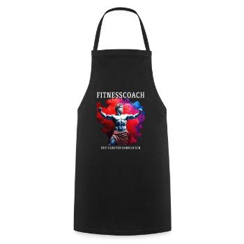 FITNESS COACH: FIRST FIGHT, THEN WIN - Cooking Apron - black - Front - AI Model Male 185 dark (185cm)
