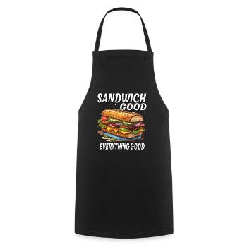 SANDWICH GOOD EVERYTHING GOOD - Cooking Apron - black - Front - AI Model Male 185 dark (185cm)