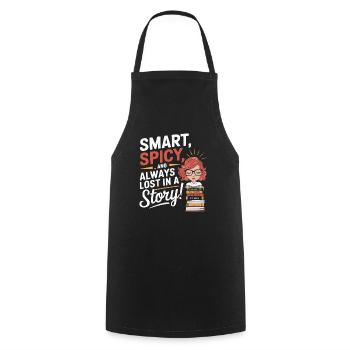 Redhead Bookworm Ginger Hair Reading Books - Cooking Apron - black - Front - AI Model Male 185 dark (185cm)