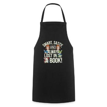 Redhead Bookworm Ginger Hair Reading Books - Cooking Apron - black - Front - AI Model Male 185 dark (185cm)