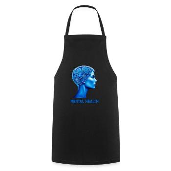 TÊTE DE GEARS EN SANTÉ MENTALE - Tablier de cuisine - noir - Devant - AI Model Male 185 dark (185cm)