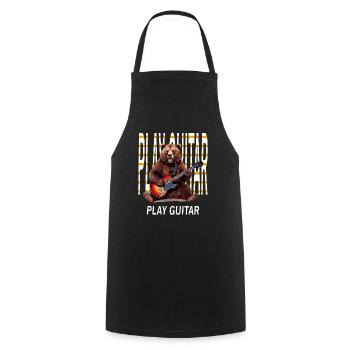 BEAR ROCK GUITAR PLAY GUITAR - Cooking Apron - black - Front - AI Model Male 185 dark (185cm)