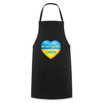 I'M NOT PLAYING CARDS – UKRAINE HEART - Cooking Apron - black - Front - AI Model Male 185 dark (185cm)