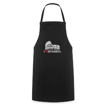I Love Istanbul Turkey Lover Colosseum Heart Flag - Cooking Apron - black - Front - AI Model Male 185 dark (185cm)