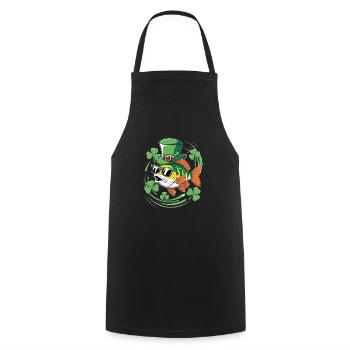 St. Patrick's Day with fish and shamrocks - Cooking Apron - black - Front - AI Model Male 185 dark (185cm)