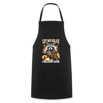 Tired Sleeping Raccoon Meme, Let Me Relax - Cooking Apron - black - Front - AI Model Male 185 dark (185cm)
