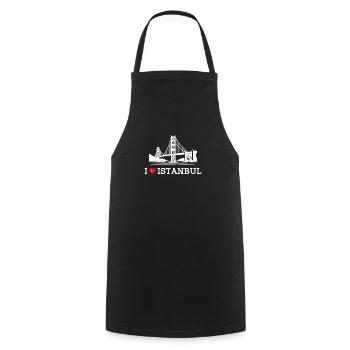 I Love Istanbul Golden Gate Bridge Lover Pun Flag - Cooking Apron - black - Front - AI Model Male 185 dark (185cm)
