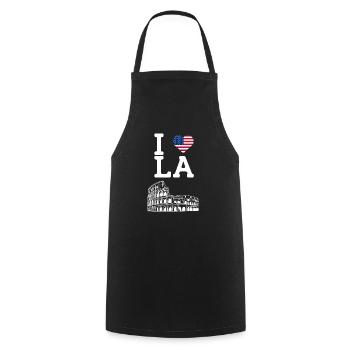 Ich liebe Los Angeles Cool Heart Flagge Kolosseum Wortspiel - Kochschürze - Schwarz - Vorne - AI Model Male 185 dark (185cm)