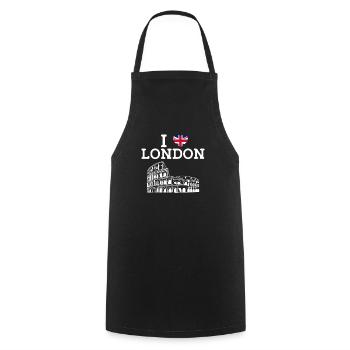 I Love London Cool Colosseum Flagge des Vereinigten Königreichs - Kochschürze - Schwarz - Vorne - AI Model Male 185 dark (185cm)