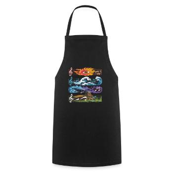 Feu, Eau, Terre, Air, Musique, Éléments - Tablier de cuisine - noir - Devant - AI Model Male 185 dark (185cm)