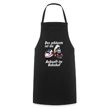 TRAIN The best thing is arriving at the station - Cooking Apron - black - Front - AI Model Male 185 dark (185cm)