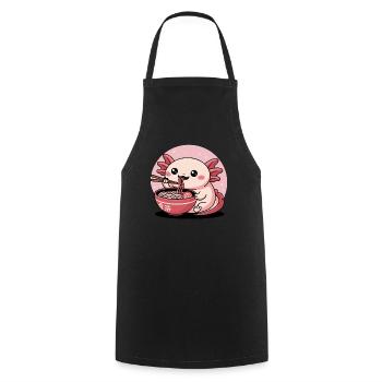 Kawaii Axolotl Essen Ramen Japanisch Süßer Feinschmecker - Kochschürze - Schwarz - Vorne - AI Model Male 185 dark (185cm)