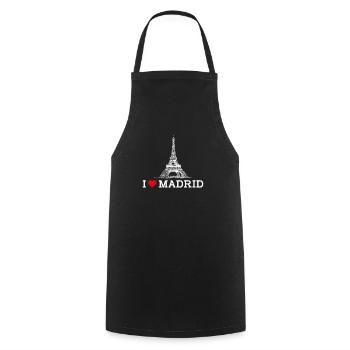 I Love Madrid Eiffel Tower Cool Heart Flag Pun - Cooking Apron - black - Front - AI Model Male 185 dark (185cm)