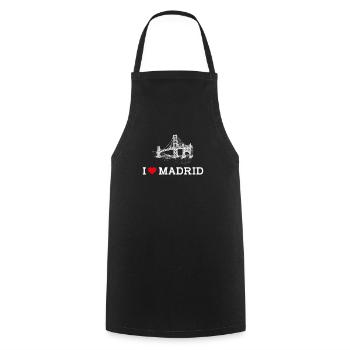 I Love Madrid Golden Gate Spain Lover Heart Flag - Cooking Apron - black - Front - AI Model Male 185 dark (185cm)