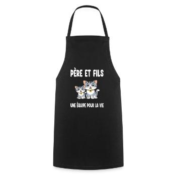 Father and Son Cat Dad Duo Matching Father's Day - Cooking Apron - black - Front - AI Model Male 185 dark (185cm)
