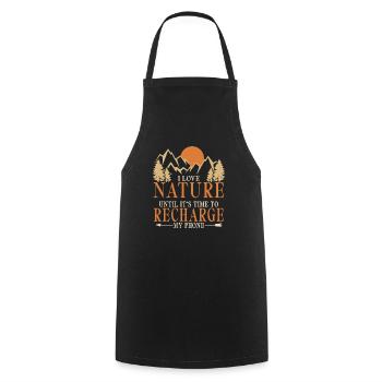 J’aime la nature pour recharger mon téléphone - Tablier de cuisine - noir - Devant - AI Model Male 185 dark (185cm)