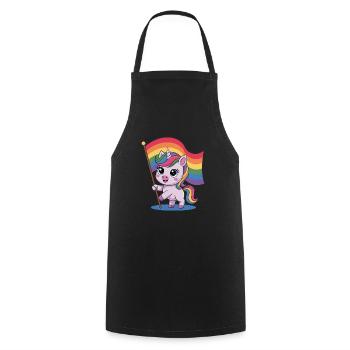 Cute unicorn with rainbow flag - Cooking Apron - black - Front - AI Model Male 185 dark (185cm)