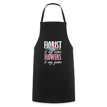 Florist is my name, flowers are my game - Cooking Apron - black - Front - AI Model Male 185 dark (185cm)