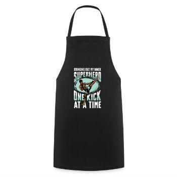 Muay Thai Superhero One Step to Time - Cooking Apron - black - Front - AI Model Male 185 dark (185cm)