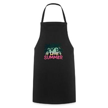 I Love Summer Palmen Strand Vibes Sonnenuntergang - Kochschürze - Schwarz - Vorne - AI Model Male 185 dark (185cm)
