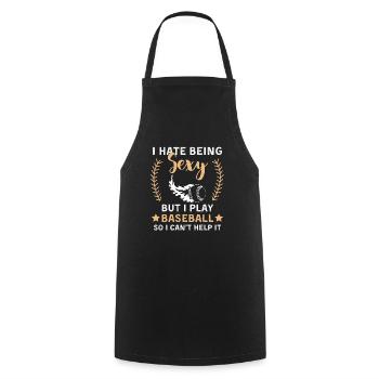 Drôle de baseball disant équipe de baseball - Tablier de cuisine - noir - Devant - AI Model Male 185 dark (185cm)