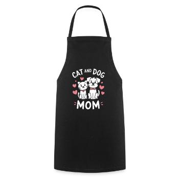Fière maman chat et chien - Tablier de cuisine - noir - Devant - AI Model Male 185 dark (185cm)