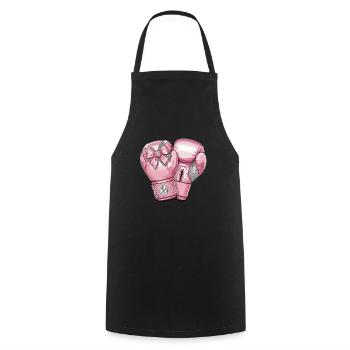 Elegante Pinke Boxhandschuhe mit Schleife und - Kochschürze - Schwarz - Vorne - AI Model Male 185 dark (185cm)