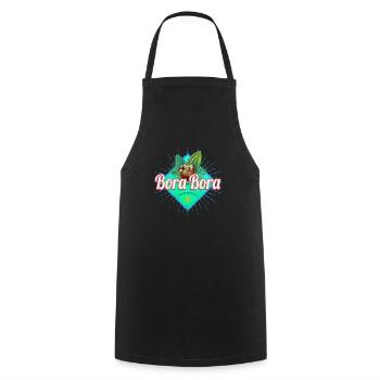 Bora Bora Französisch-Polynesien Insel Souvenir - Kochschürze - Schwarz - Vorne - AI Model Male 185 dark (185cm)