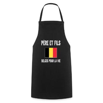 père et fils papa belge belgique fêtes des pères - Tablier de cuisine - noir - Devant - AI Model Male 185 dark (185cm)