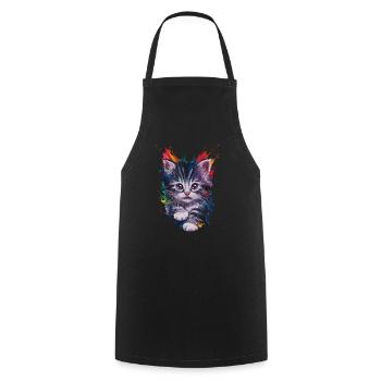 Colorful Cat Artwork Vivid and Unique - Cooking Apron - black - Front - AI Model Male 185 dark (185cm)