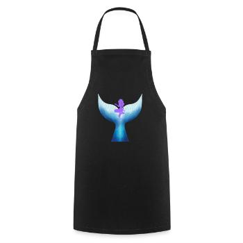 Meerjungfrau mit Wal Mermaid with Whale - Cooking Apron - black - Front - AI Model Male 185 dark (185cm)