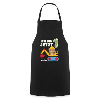 Je suis maintenant 1 Bagger Bear 1er anniversaire - Tablier de cuisine - noir - Devant - AI Model Male 185 dark (185cm)