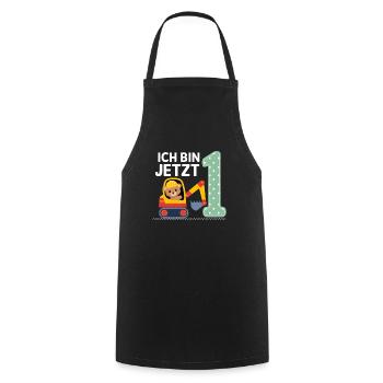 Je suis maintenant 1 Bagger Bear 1er anniversaire - Tablier de cuisine - noir - Devant - AI Model Male 185 dark (185cm)